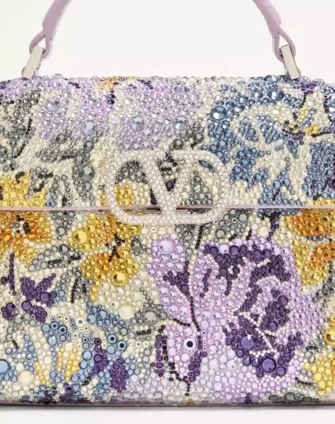 Valentino Garavani Vsling mini handbag with Flowerism rhinestone motif and jewel logo