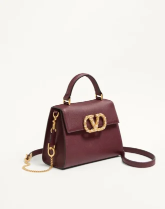 Valentino Garavani Vsling Small Handbag In Grainy Calfskin With Jewel Logo