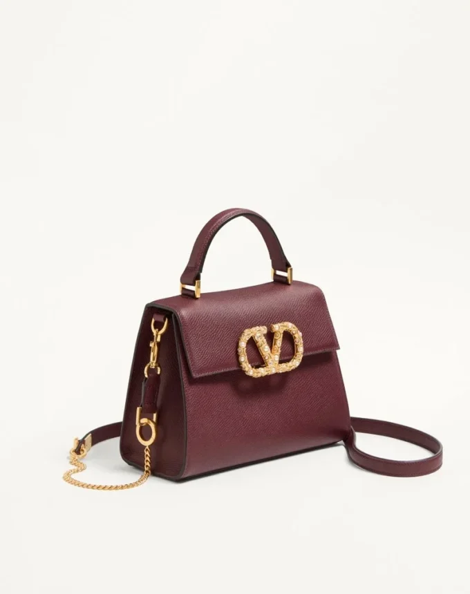 Valentino Garavani Vsling Small Handbag In Grainy Calfskin With Jewel Logo Valentino Garavani Vsling Small Handbag In Grainy Calfskin With Jewel Logo