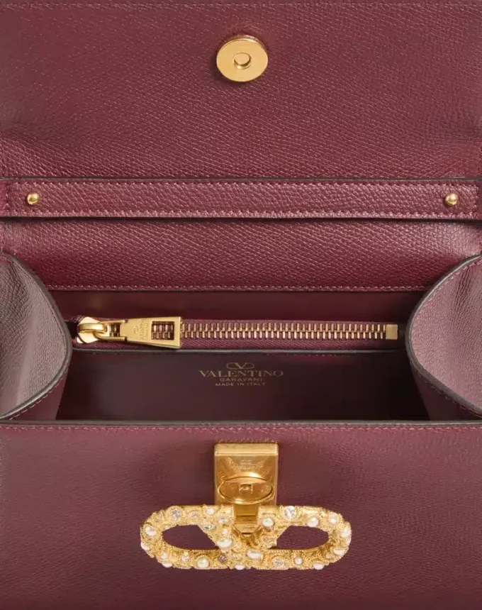 Valentino Garavani Vsling Small Handbag In Grainy Calfskin With Jewel Logo Valentino Garavani Vsling Small Handbag In Grainy Calfskin With Jewel Logo