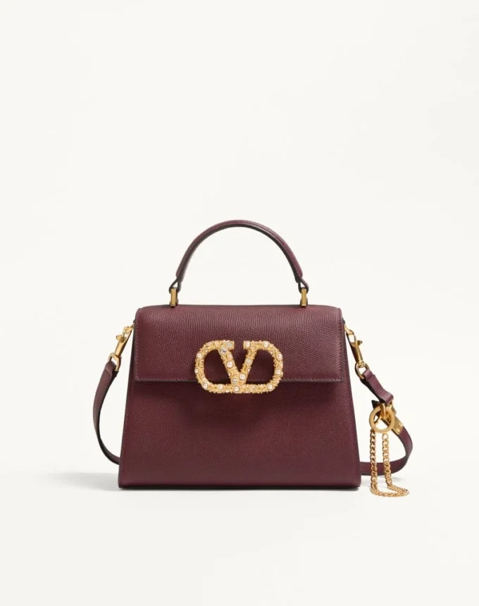 Valentino Garavani Vsling Small Handbag In Grainy Calfskin With Jewel Logo Valentino Garavani Vsling Small Handbag In Grainy Calfskin With Jewel Logo
