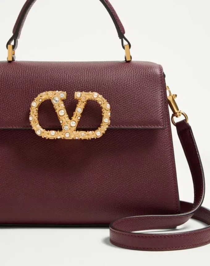 Valentino Garavani Vsling Small Handbag In Grainy Calfskin With Jewel Logo Valentino Garavani Vsling Small Handbag In Grainy Calfskin With Jewel Logo
