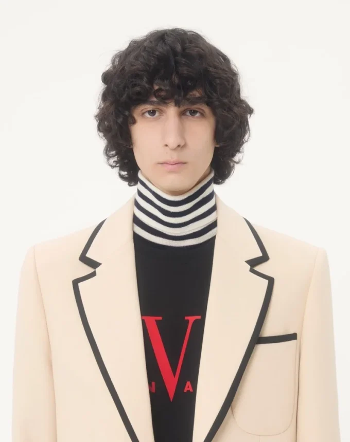 Valentino High-Neck Wool Sweater With Vlogo Patch