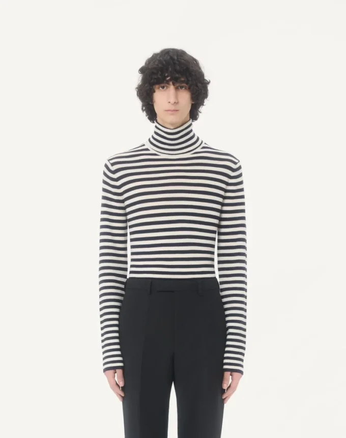 Valentino High-Neck Wool Sweater With Vlogo Patch