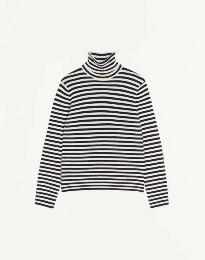 Valentino High-Neck Wool Sweater With Vlogo Patch
