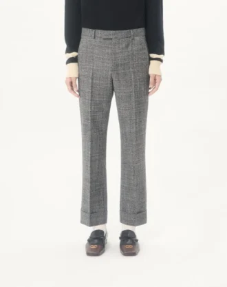 Valentino Mouliné Wool Pants with Cuffs