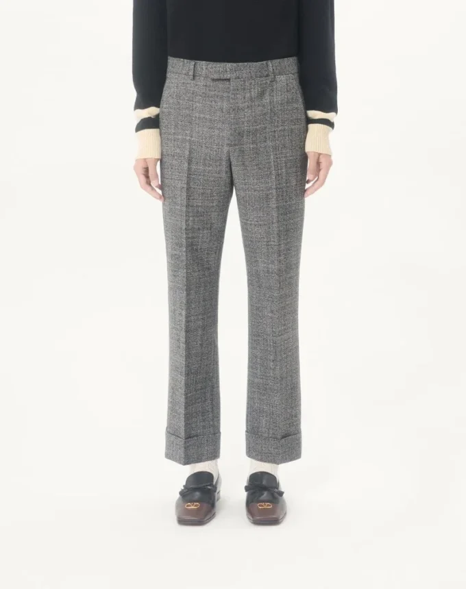 Valentino Mouliné Wool Pants with Cuffs Valentino Mouliné Wool Pants with Cuffs
