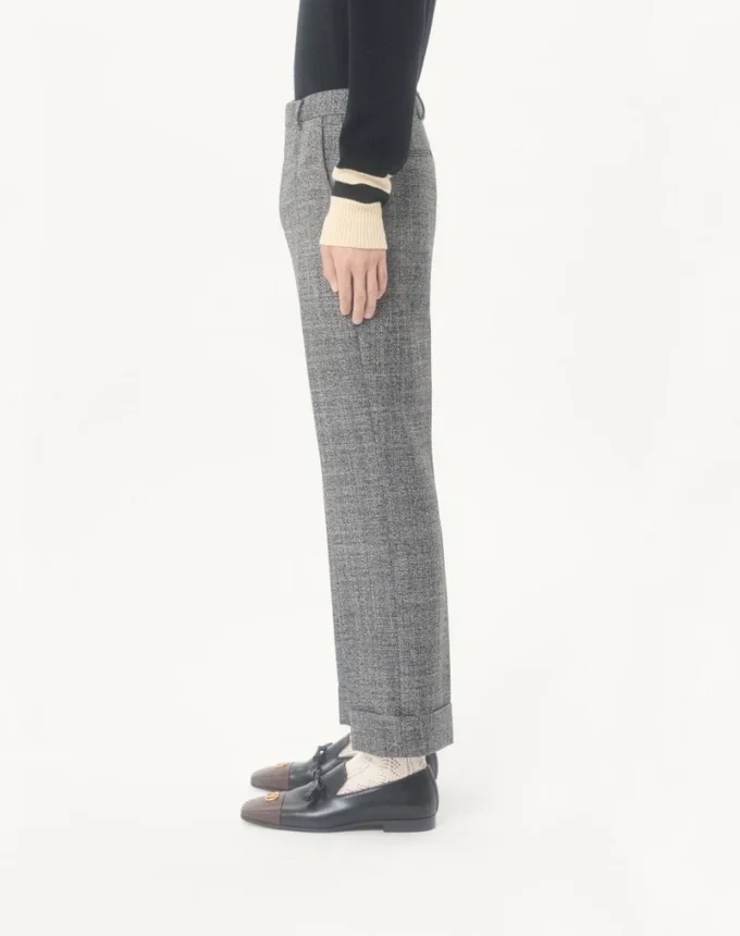 Valentino Mouliné Wool Pants with Cuffs Valentino Mouliné Wool Pants with Cuffs