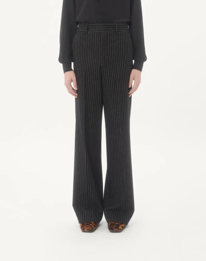 Valentino Pinstripe Trousers In Wool And Silk Valentino Pinstripe Trousers In Wool And Silk