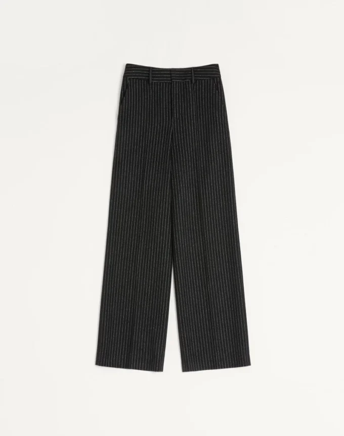 Valentino Pinstripe Trousers In Wool And Silk Valentino Pinstripe Trousers In Wool And Silk