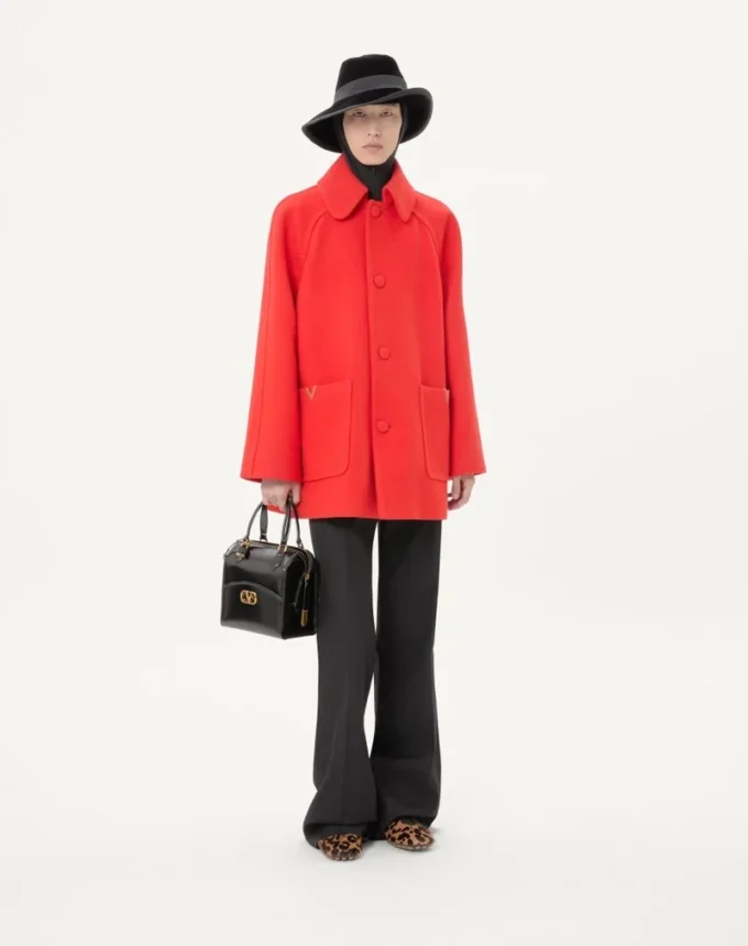 Valentino Single-Breasted Coat In Wool Drap