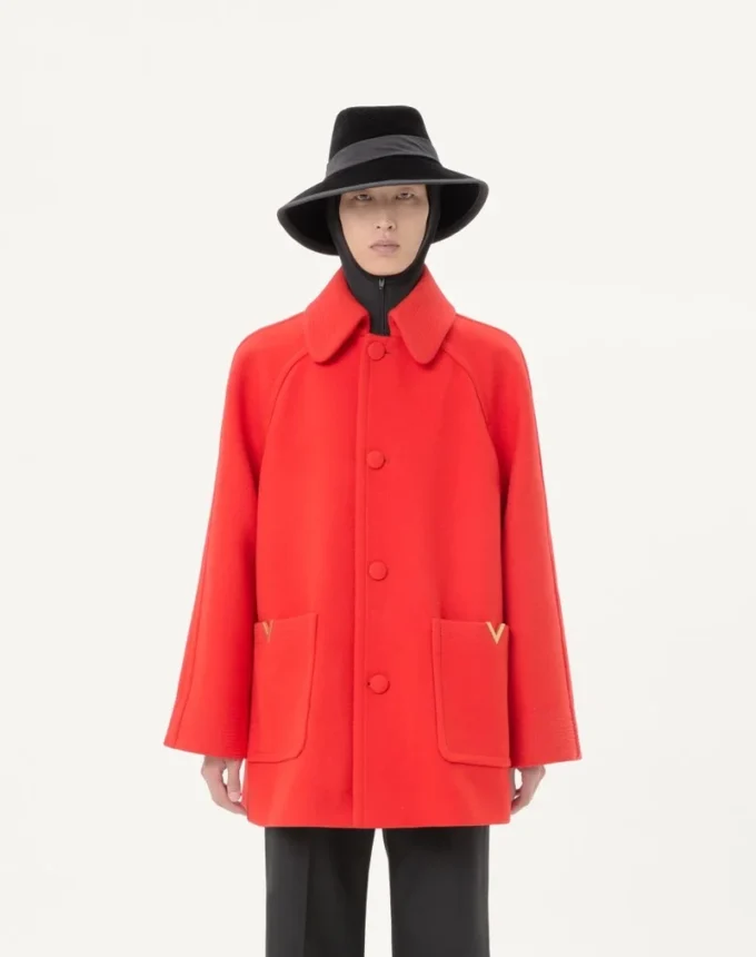 Valentino Single-Breasted Coat In Wool Drap