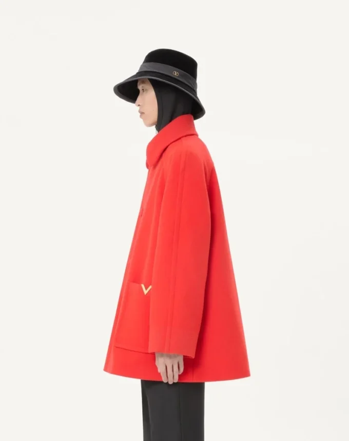 Valentino Single-Breasted Coat In Wool Drap