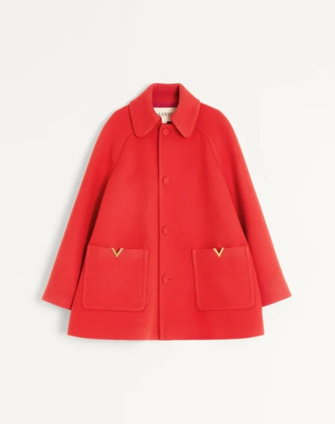 Valentino Single-Breasted Coat In Wool Drap
