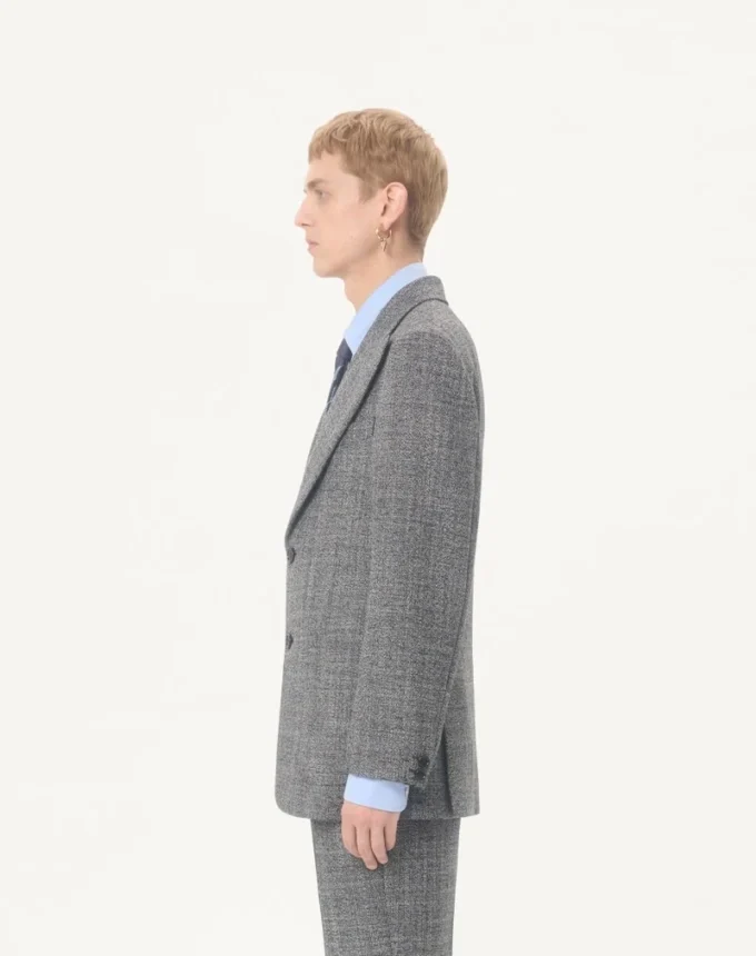 Valentino Single-Breasted Mouliné Wool Jacket