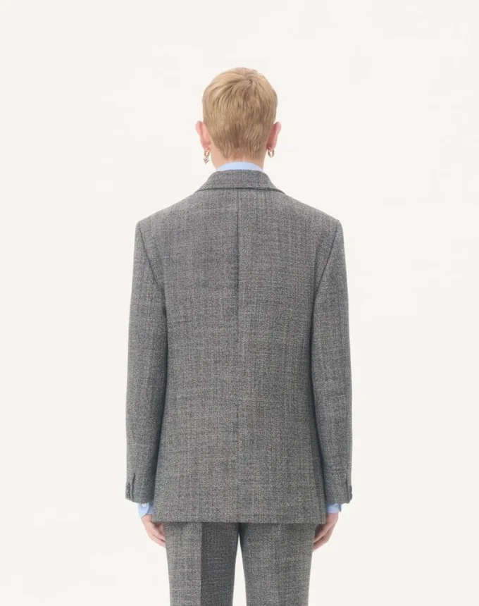 Valentino Single-Breasted Mouliné Wool Jacket