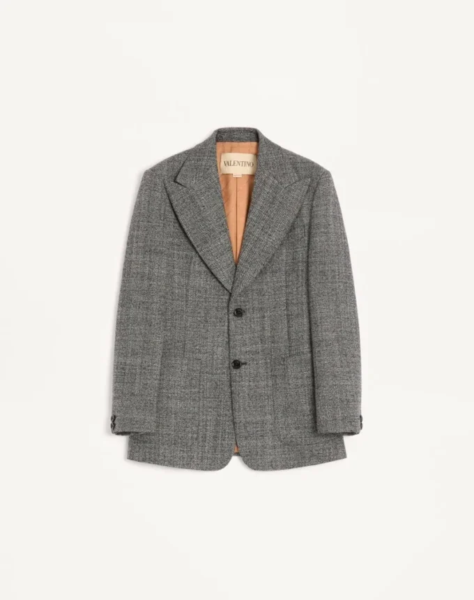 Valentino Single-Breasted Mouliné Wool Jacket