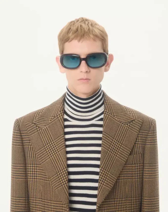 Valentino Single-Breasted Wool Jacket with Glen Plaid Pattern