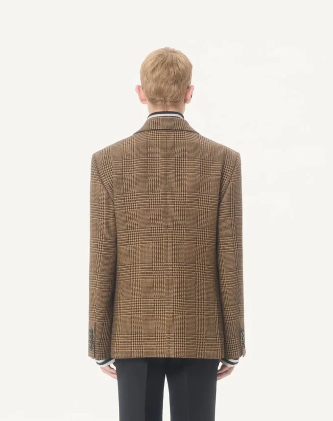 Valentino Single-Breasted Wool Jacket with Glen Plaid Pattern
