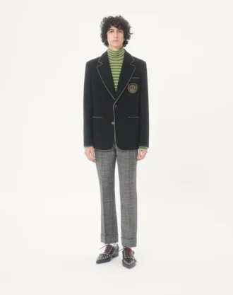 Valentino Single-Breasted Wool Jacket with Valentino Patch