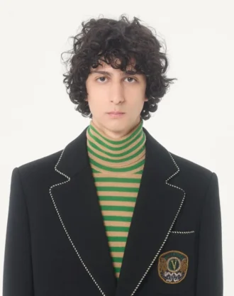 Valentino Single-Breasted Wool Jacket with Valentino Patch