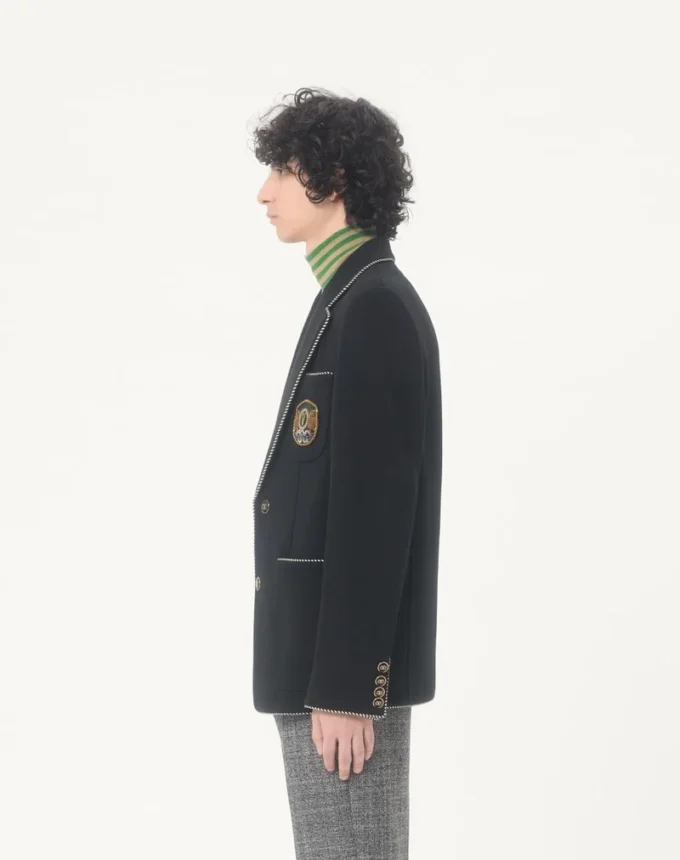 Valentino Single-Breasted Wool Jacket with Valentino Patch Valentino Single-Breasted Wool Jacket with Valentino Patch