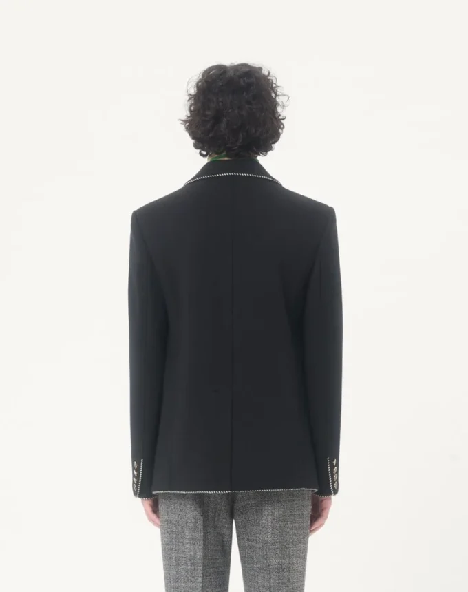 Valentino Single-Breasted Wool Jacket with Valentino Patch Valentino Single-Breasted Wool Jacket with Valentino Patch