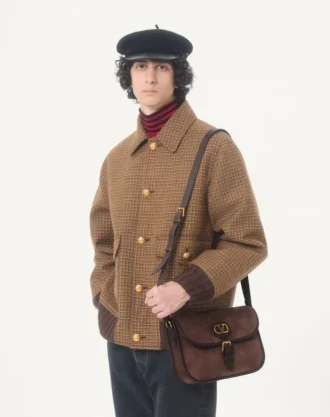 Valentino Wool Bomber Jacket with Houndstooth Pattern