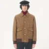 Valentino Wool Bomber Jacket with Houndstooth Pattern Valentino Wool Bomber Jacket with Houndstooth Pattern