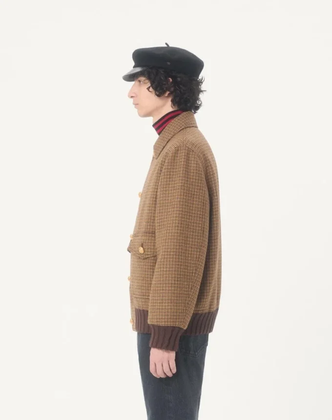 Valentino Wool Bomber Jacket with Houndstooth Pattern Valentino Wool Bomber Jacket with Houndstooth Pattern