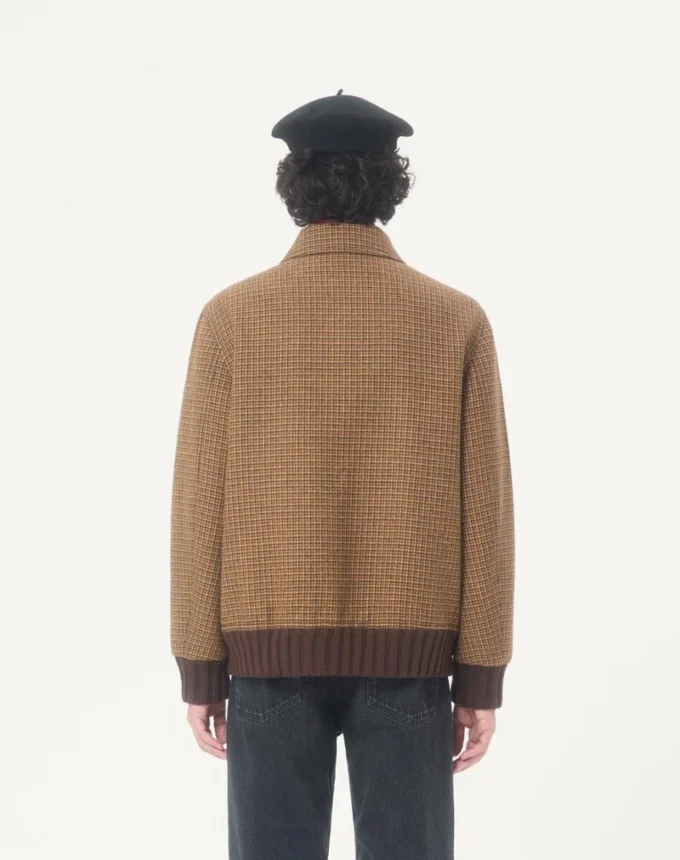 Valentino Wool Bomber Jacket with Houndstooth Pattern Valentino Wool Bomber Jacket with Houndstooth Pattern