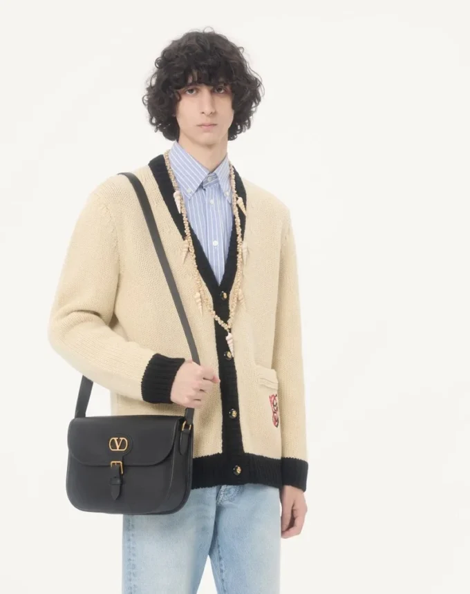 Valentino Wool Cardigan with Embroidered VG