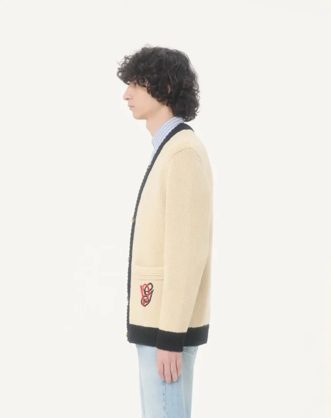 Valentino Wool Cardigan with Embroidered VG