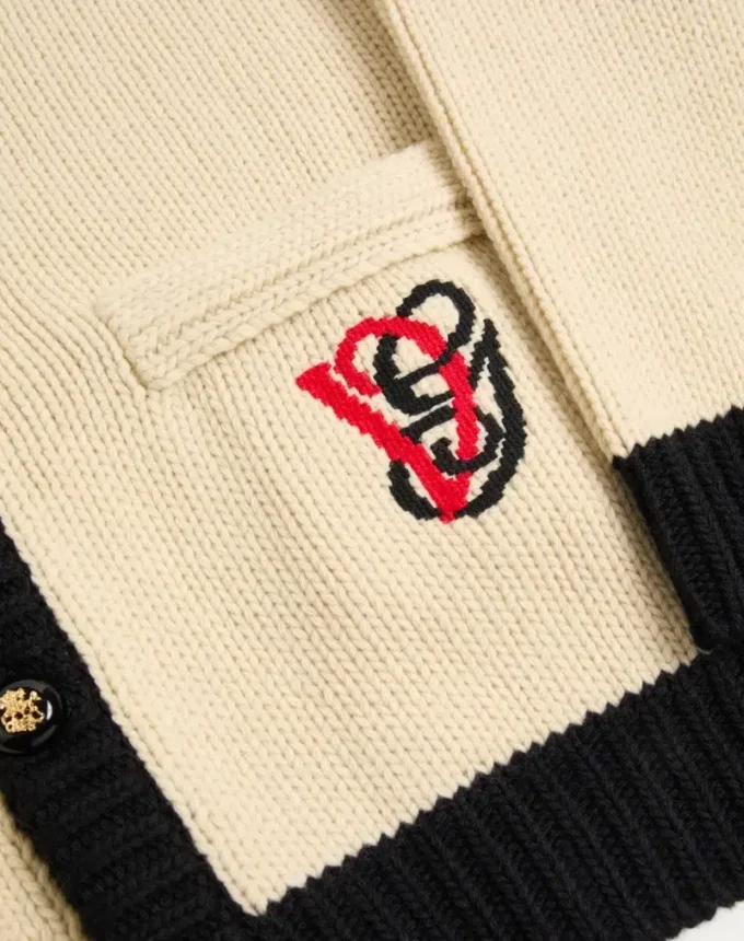 Valentino Wool Cardigan with Embroidered VG