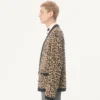 Valentino Wool Cardigan with Fauve Eclat Animal Print Jacquard