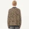 Valentino Wool Cardigan with Fauve Eclat Animal Print Jacquard