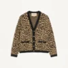 Valentino Wool Cardigan with Fauve Eclat Animal Print Jacquard