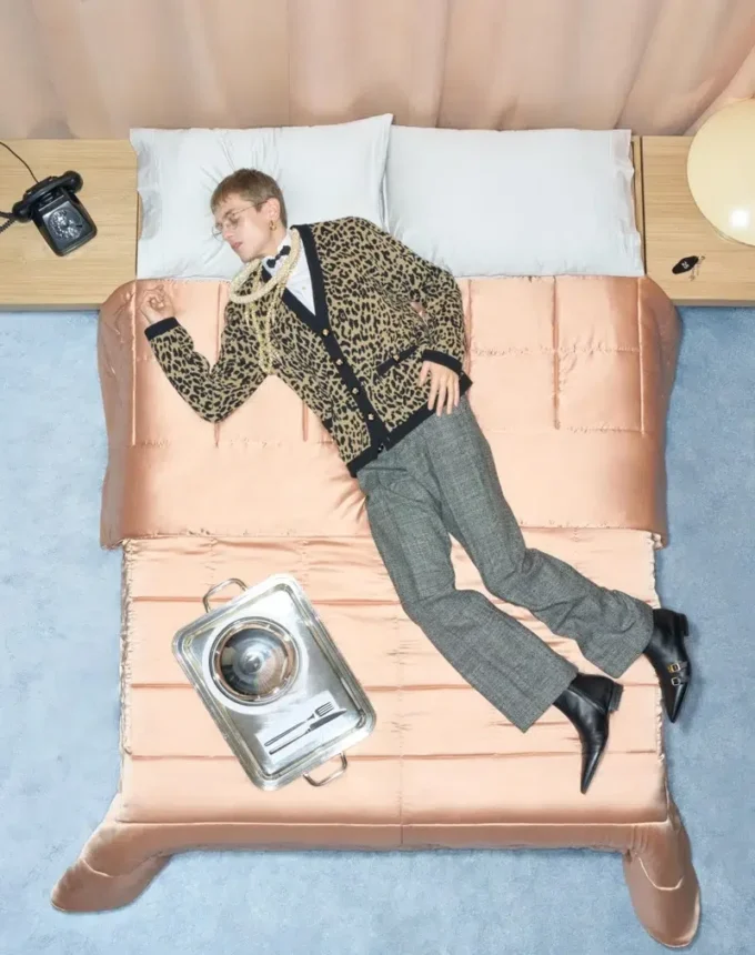 Valentino Wool Cardigan with Fauve Eclat Animal Print Jacquard