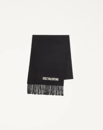 Valentino Wool Scarf with Chez Valentino Embroidery