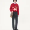 Valentino Wool Sweater with Chez Valentino & Panther Embroidery