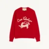 Valentino Wool Sweater with Chez Valentino & Panther Embroidery