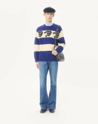 Valentino Wool Sweater with Jacquard Panther Pattern