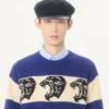 Valentino Wool Sweater with Jacquard Panther Pattern