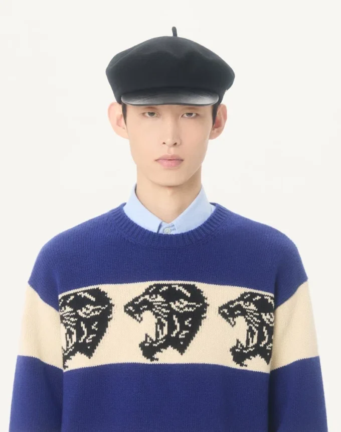 Valentino Wool Sweater with Jacquard Panther Pattern