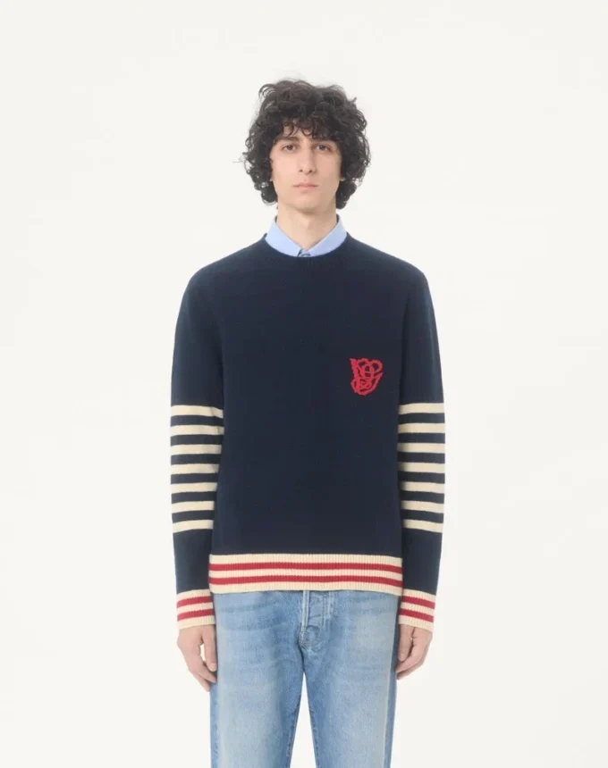 Valentino Wool Sweater with VG Embroidery