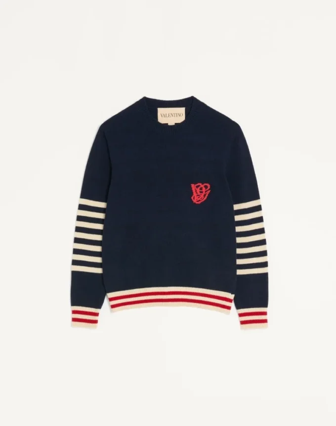 Valentino Wool Sweater with VG Embroidery