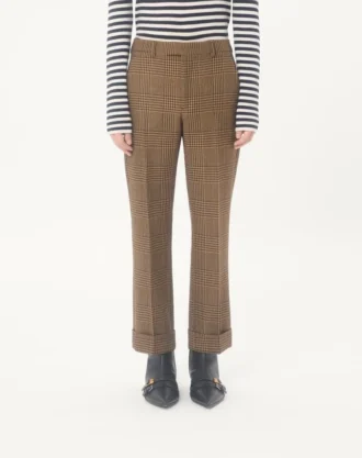 Valentino Wool Trousers with Glen Plaid Pattern and Turn-ups