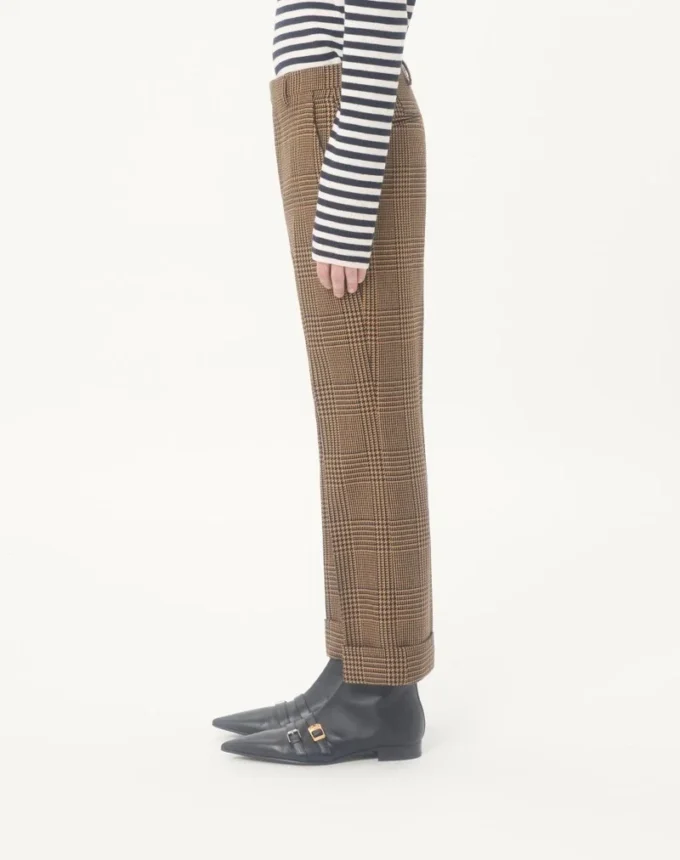 Valentino Wool Trousers with Glen Plaid Pattern and Turn-ups