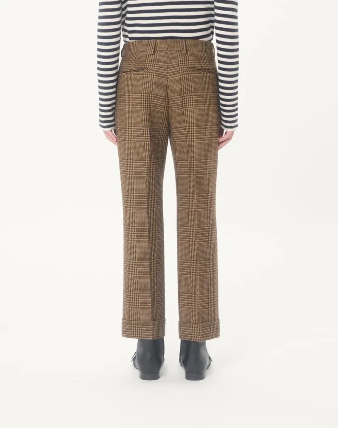 Valentino Wool Trousers with Glen Plaid Pattern and Turn-ups