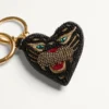VG Coeur De Chat Bag Charm With Keychain In Nappa, Beads And Crystals